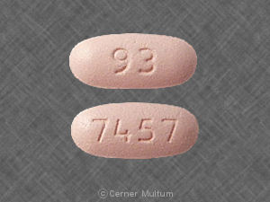 Pink Oval pill with imprint 93;7457 — Glipizide and metformin hydrochloride Glipizide 5 mg;metformin hydrochloride 500 mg; (view 3)